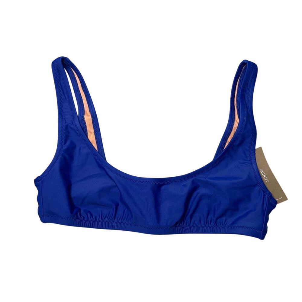 J.Crew Heritage Scoop Neck Bikini Top Blue Swimwear Medium NWT